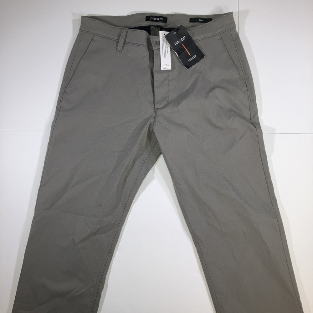 Proof Huckberry Nomad Tech Chino Pants Mens 32x32 Gray Slim Straight NWT‎
